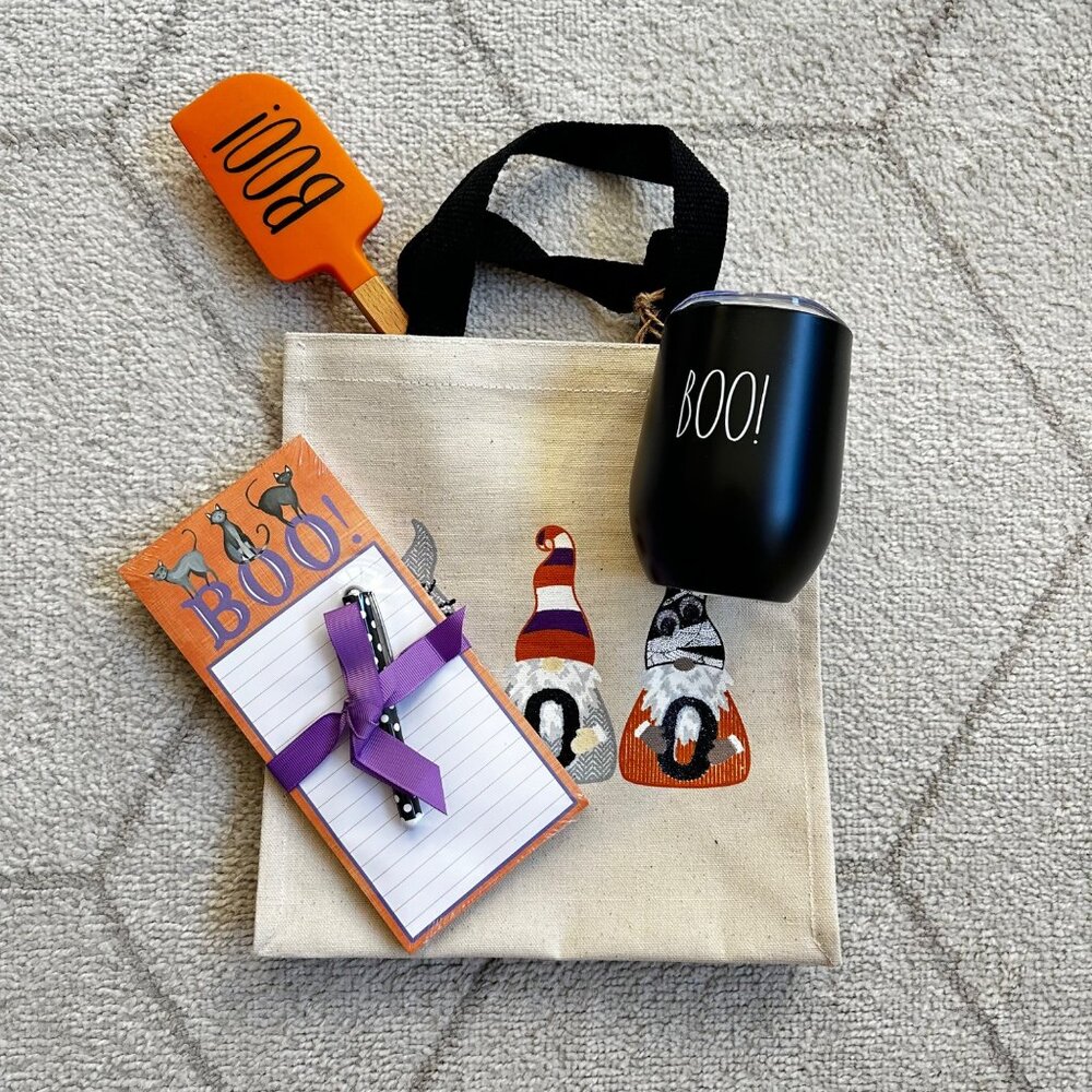 Halloween Fall Gift Tote Rae Dunn BOO Double Wall Wine/Coffee Tumbler